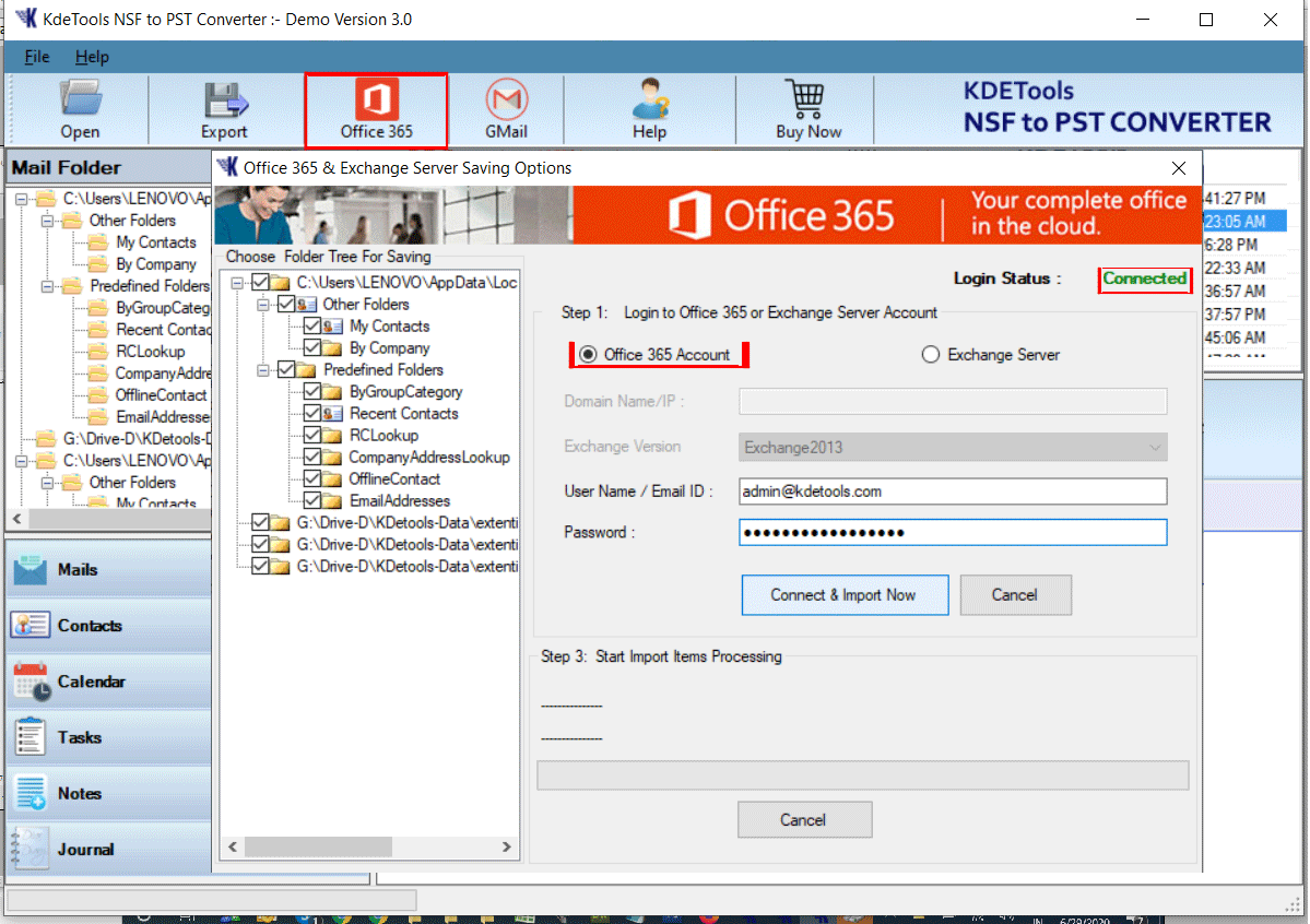 import NSF to Office 365