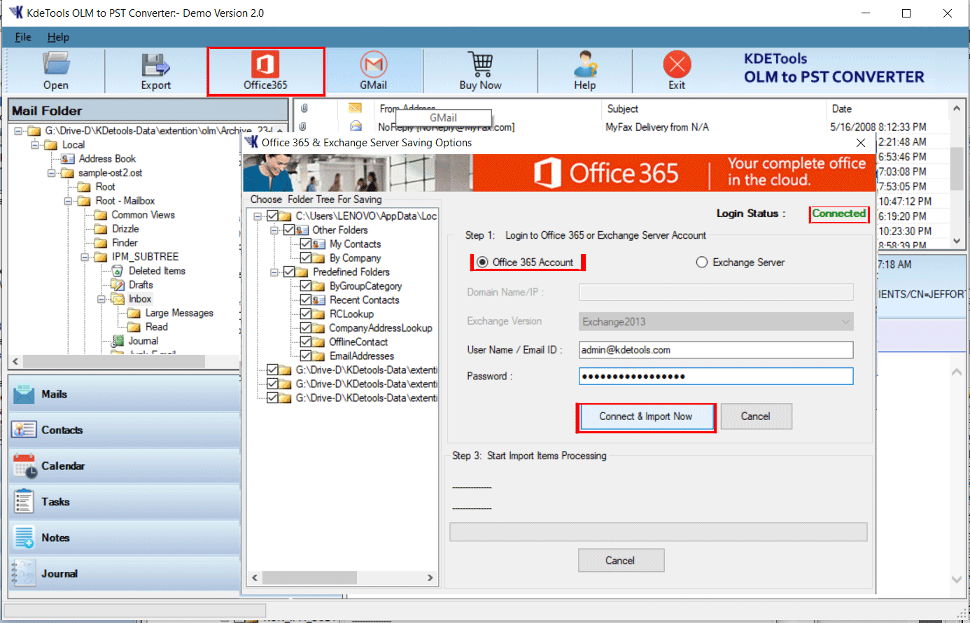 Import OLM to Office 365