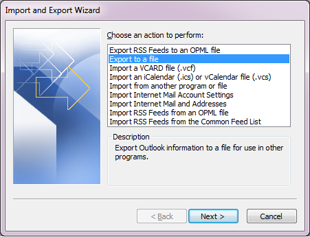 Export to a file