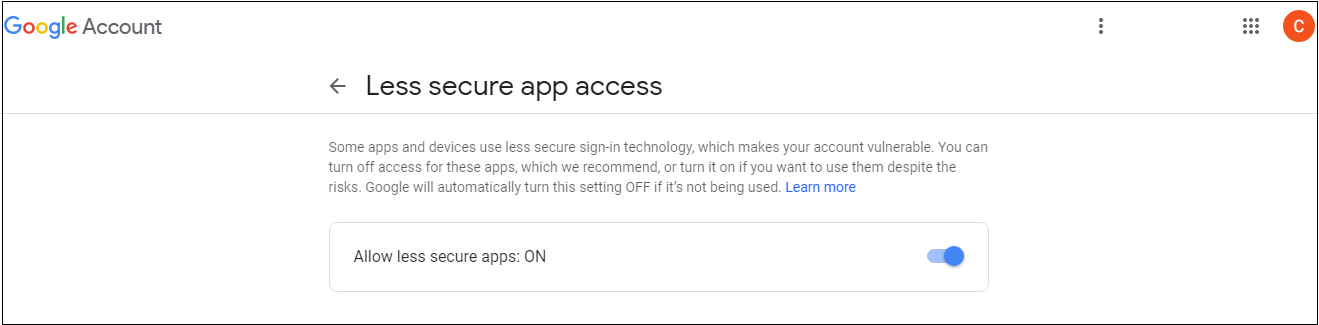 Allow less Secure apps