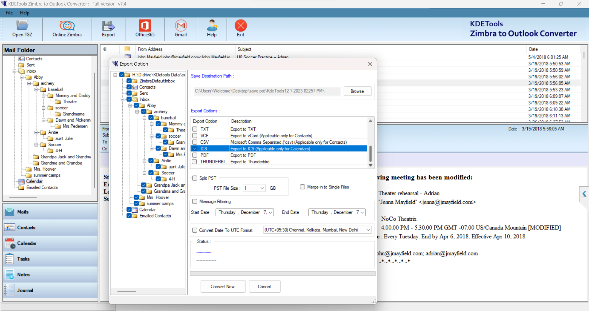 Zimbra contacts to vcard